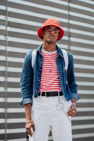 Weißen und dunkelblauen Rucksack kombinieren – 30 Herren Outfits