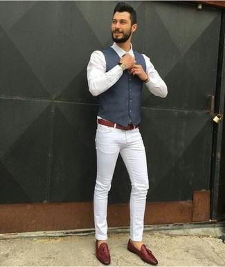 Welche Slipper mit weißen und dunkelblauen Businesshemdes zu tragen – 2000+ Herren Outfits