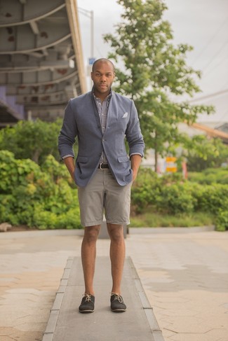 Weißes und dunkelblaues Langarmhemd mit Vichy-Muster kombinieren – 268 Herren Outfits