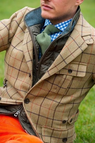 Weißes und dunkelblaues Langarmhemd mit Vichy-Muster kombinieren – 268 Herren Outfits