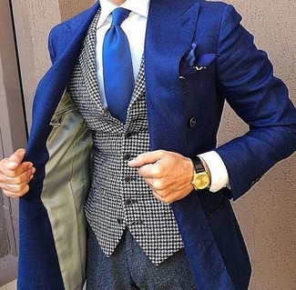 Weiße und dunkelblaue Weste kombinieren – 70 Herren Outfits