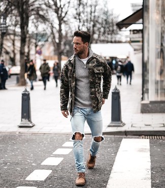Welche Pullover mit einem Reißverschluss am Kragen mit weißen T-Shirts mit einem Rundhalsausschnitt zu tragen – 69 Herren Outfits