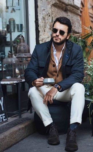 Wie weißes Businesshemd mit weißer Anzughose zu kombinieren – 218 Herren Outfits