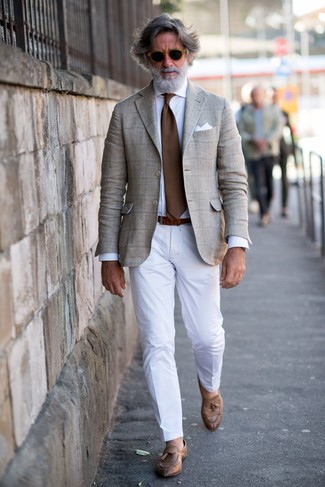 Wie weißes Businesshemd mit weißer Anzughose zu kombinieren – 218 Herren Outfits
