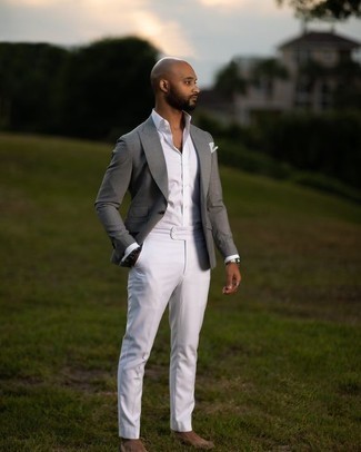 Wie weißes Businesshemd mit weißer Anzughose zu kombinieren – 218 Herren Outfits