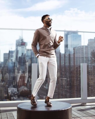 Wie weißes Businesshemd mit weißer Anzughose zu kombinieren – 218 Herren Outfits