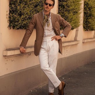 Wie weißes Businesshemd mit weißer Anzughose zu kombinieren – 218 Herren Outfits