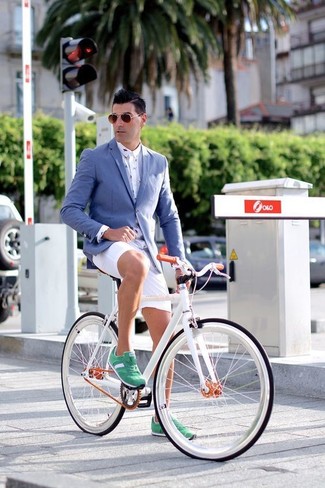 Wie weißes Businesshemd mit weißer Shorts zu kombinieren – 6 Herren Outfits