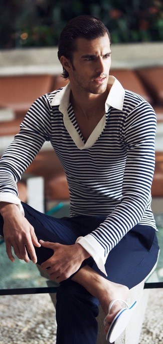 Weißes horizontal gestreiftes Polohemd kombinieren – 49 Herren Outfits