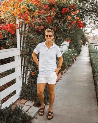 Weißes horizontal gestreiftes Polohemd kombinieren – 49 Herren Outfits