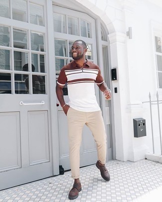 Weißes horizontal gestreiftes Polohemd kombinieren – 49 Herren Outfits