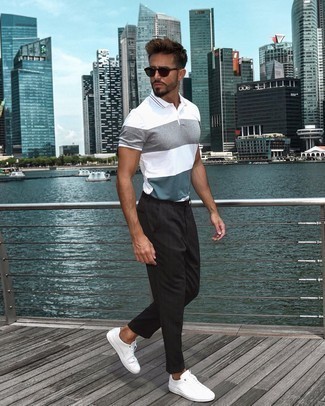 Weißes horizontal gestreiftes Polohemd kombinieren – 49 Herren Outfits