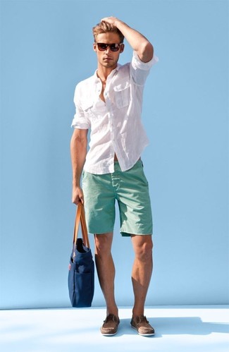 Weißes Leinen Langarmhemd kombinieren – 190 Herren Outfits