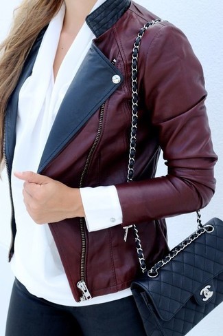 Wie weiße Langarmbluse mit schwarzer enger Jeans zu kombinieren – 28 Damen Outfits