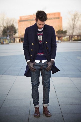 Welche Pullover mit einem Rundhalsausschnitt mit weißen Langarmhemdes zu tragen – 740+ Herren Outfits