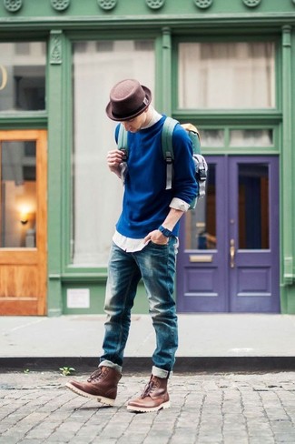 Welche Pullover mit einem Rundhalsausschnitt mit weißen Langarmhemdes zu tragen – 740+ Herren Outfits