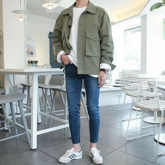 Welche niedrige Sneakers mit weißen Langarmshirt zu tragen – 94 Frühling Herren Outfits