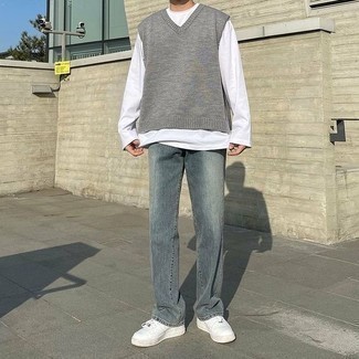 Welche niedrige Sneakers mit weißen Langarmshirt zu tragen – 94 Frühling Herren Outfits
