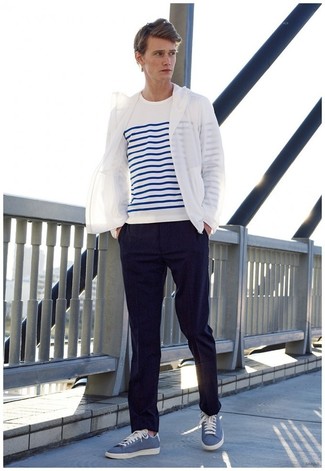Welche niedrige Sneakers mit weißen Langarmshirt zu tragen – 94 Frühling Herren Outfits