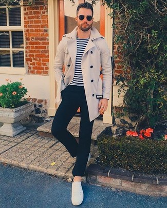 Welche niedrige Sneakers mit weißen Langarmshirt zu tragen – 94 Frühling Herren Outfits