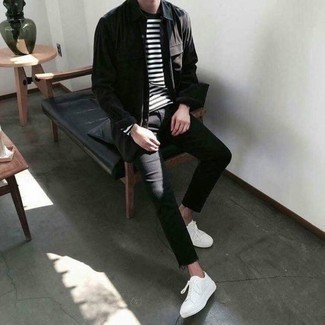 Welche niedrige Sneakers mit weißen Langarmshirt zu tragen – 94 Frühling Herren Outfits