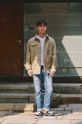 Welche niedrige Sneakers mit weißen Langarmshirt zu tragen – 94 Frühling Herren Outfits