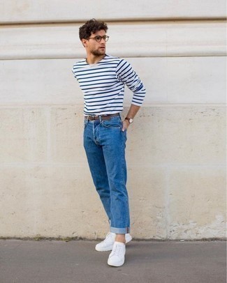 Welche niedrige Sneakers mit weißen Langarmshirt zu tragen – 280 Herren Outfits