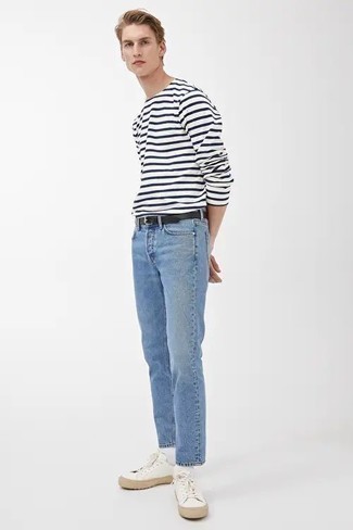 Welche niedrige Sneakers mit weißen Langarmshirt zu tragen – 280 Herren Outfits