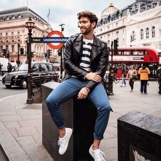 Welche niedrige Sneakers mit weißen Langarmshirt zu tragen – 94 Frühling Herren Outfits