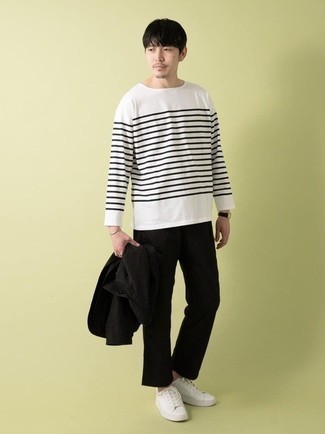 Welche niedrige Sneakers mit weißen Langarmshirt zu tragen – 280 Herren Outfits