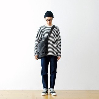 Welche niedrige Sneakers mit weißen Langarmshirt zu tragen – 94 Frühling Herren Outfits
