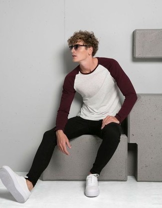 Welche niedrige Sneakers mit weißen Langarmshirt zu tragen – 280 Herren Outfits