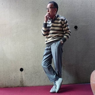 60 Jährige: Welche Businesshemden mit weißer niedriger Sneakers zu tragen – 28 Herren Outfits