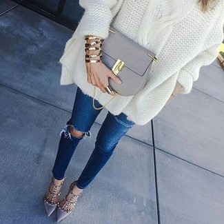 Welche Pumps mit weißen Oversize Pullovers zu tragen – 15 Damen Outfits