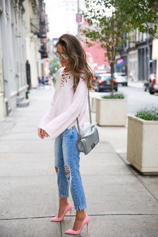 Welche Pumps mit weißen Oversize Pullovers zu tragen – 15 Damen Outfits