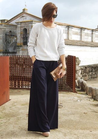 Welche Pumps mit weißen Oversize Pullovers zu tragen – 15 Damen Outfits