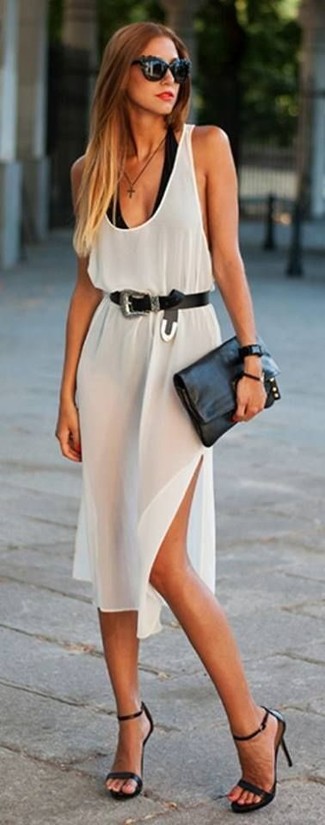 Weißes Seide Trägerkleid kombinieren – 2 Damen Outfits
