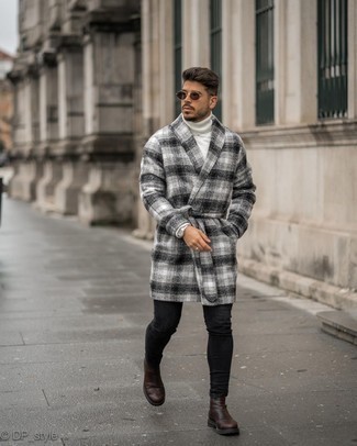 Wie weißen Rollkragenpullover mit schwarzer enger Jeans zu kombinieren – 34 Herren Outfits