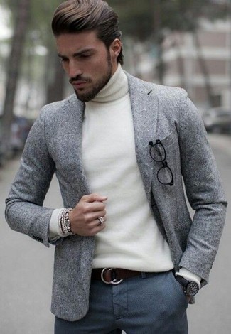 Welche Anzughosen mit weißen Rollkragenpullovers zu tragen – 197 Herren Outfits