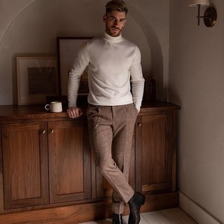 Welche Anzughosen mit weißen Rollkragenpullovers zu tragen – 197 Herren Outfits