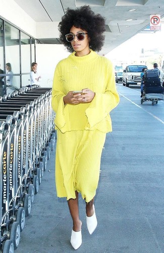 Gelben Midirock mit Falten kombinieren – 39 Damen Outfits