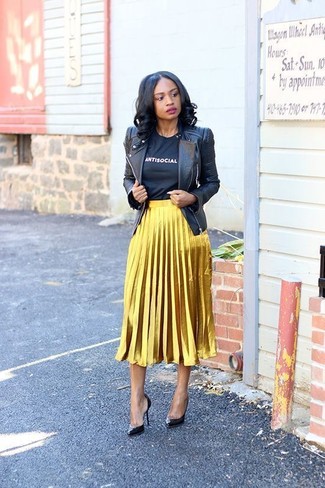 Gelben Midirock mit Falten kombinieren – 39 Damen Outfits