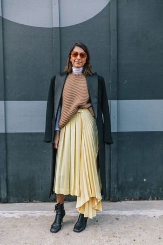 Gelben Midirock mit Falten kombinieren – 39 Damen Outfits