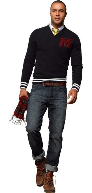 Gelbe vertikal gestreifte Krawatte kombinieren – 8 Herren Outfits