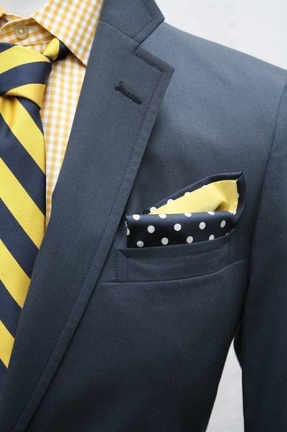 Gelbe vertikal gestreifte Krawatte kombinieren – 8 Herren Outfits
