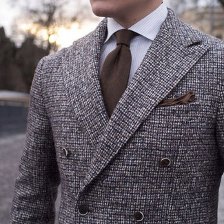 Braune Krawatte kombinieren – 500+ Herren Outfits: Entscheiden Sie sich für ein braunes Wollzweireiher-sakko mit Karomuster und eine braune Krawatte, um vor Klasse und Perfektion zu strotzen.
