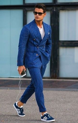 blaue vertikal gestreifte Anzughose von Gant