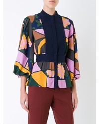 mehrfarbige bedruckte Bluse mit Knöpfen von Roksanda
