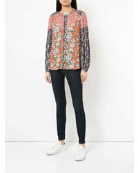 mehrfarbige bedruckte Bluse mit Knöpfen von Frame Denim