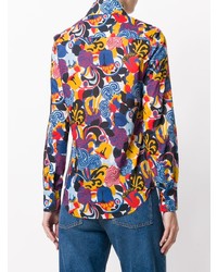 mehrfarbige bedruckte Bluse mit Knöpfen von La Doublej